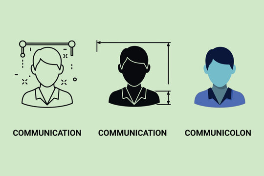 A humorous featuring three human avatars with labels playing on the word communication, including a pun on the punctuation mark colon