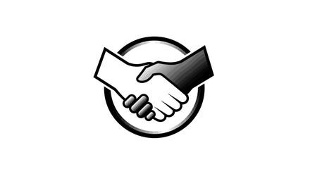 Fototapeta premium Black and White Handshake Icon for Business Partnership and Cooperation