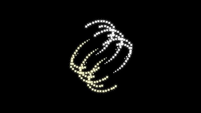 Gold and white luxury stars swirl pattern effect on black background, shine waves floating effect, sparkles curved trails, twinkle stars animation, 4k, 4k luxury shines, glitter waves, filter effect