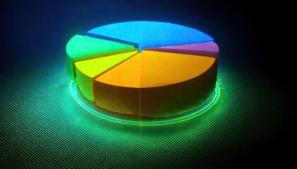 Fototapeta premium Vibrant Pie Chart Displayed on a Green Illuminated Surface.