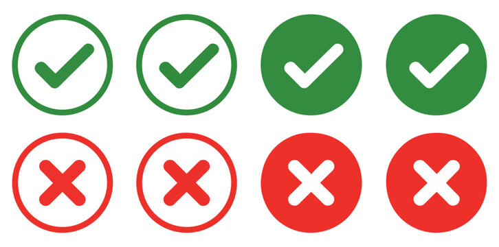 right wrong checkmark circle icon set