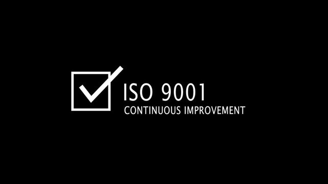 I S O 9001 Continuous Improvement Management Business Concept White on Black Background ISO 9001 control