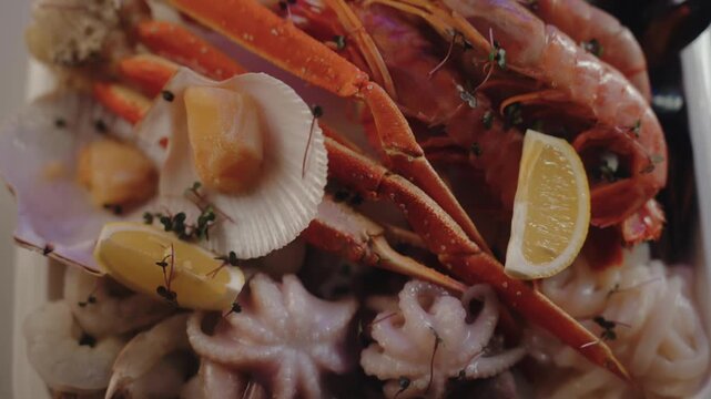 Seafood Platter with Crab Legs and Scallops