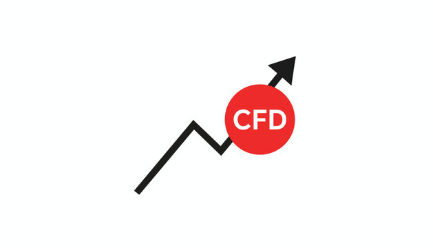 CFD trading graph with rising arrow, financial growth concept, business background