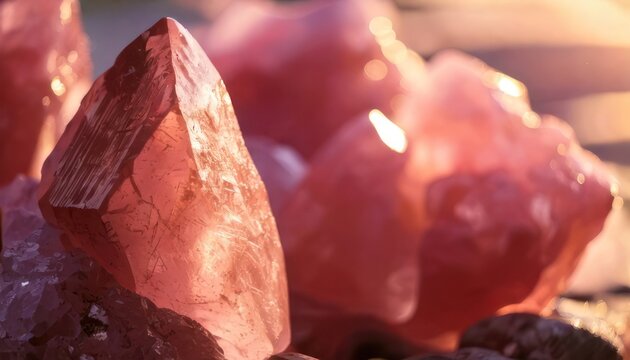 Vibrant Pink Rhodochrosite Crystals - A Close-Up of Earths Beauty.