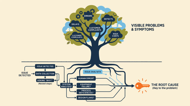 Root Cause Analysis Problem Solving Illustration