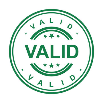Green valid approval badge with white text