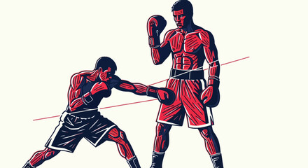 Two boxers engaged in a fierce match one throwing a punch. © ErianJendra