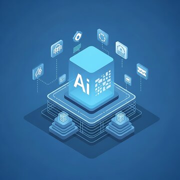 Artificial intelligence concept with glowing brain and circuit.
