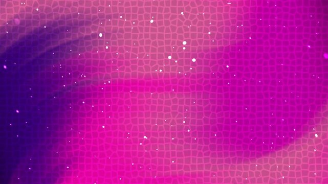 Abstract pink and purple digital background with grid pattern and glowing particles.