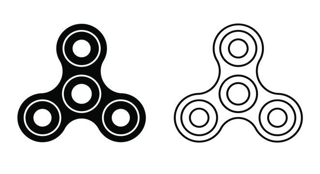 Fidget Spinner Silhouette Design Black And White Vector Illustration