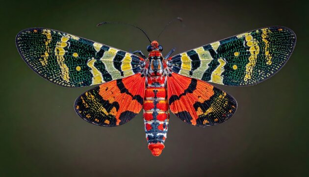 Strikingly Patterned Lanternfly Insect Exhibiting Vibrant Wing Colors