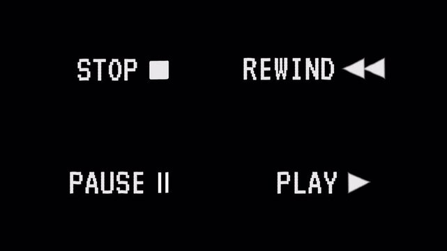 VHS Playback Set Overlay Featuring Play Pause Stop and Rewind