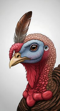 Bright red parrot with blue face and green beak.