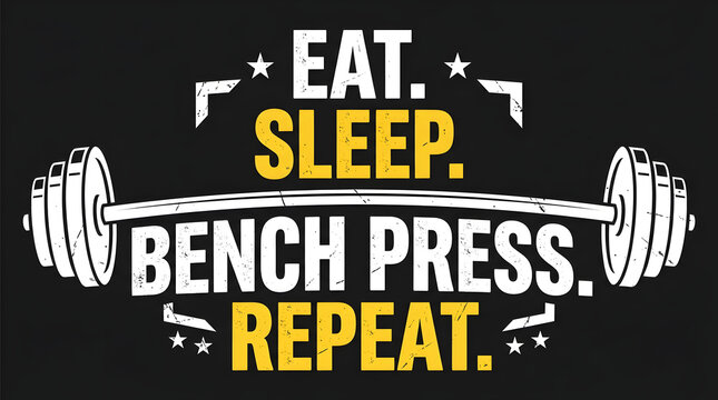 Motivational gym quote with barbell and weights on black background