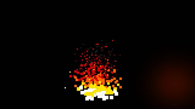 16-Bit Pixel Art Fire Animation, Retro Campfire Flame Overlay, Seamless Loop Transparent Alpha 4K