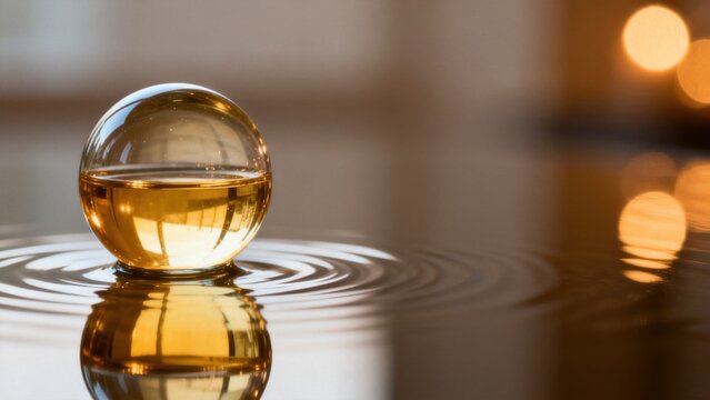 Glass sphere with liquid creating ripples