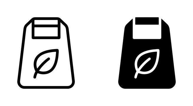 Eco-friendly shopping bag icons, sustainable packaging vector graphics, reusable tote bag symbols, green lifestyle design elements