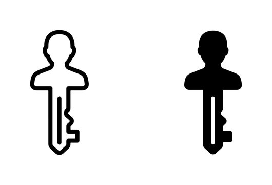 User Key Icon Set, Personal Access Symbol, Security Access Vector, Digital Identity Keyhole Graphic, Login Authentication Concept