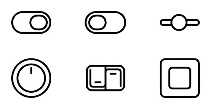 Toggle Switch Icons, Slider Controls, On Off Buttons, UI Elements, Vector Set