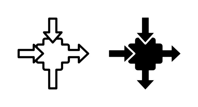 Convergence and Divergence Arrows, Vector Icons for Direction and Flow, Input and Output Symbols, Abstract Communication Graphics