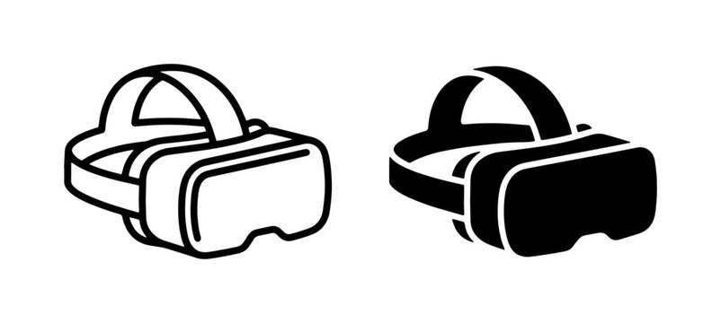 Virtual Reality Headset Icons, VR Goggles Set, Immersive Technology Graphics, Futuristic Entertainment Symbols