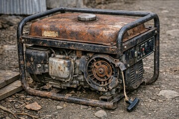 Fototapeta premium A worn out generator lying on the ground
