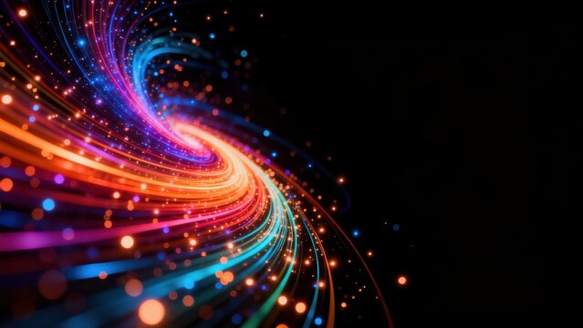 Colorful light streaks in spiral pattern