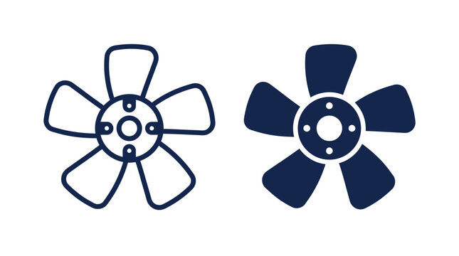 Minimalist dark blue vector illustration of a cooling fan blade set for modern graphic design
