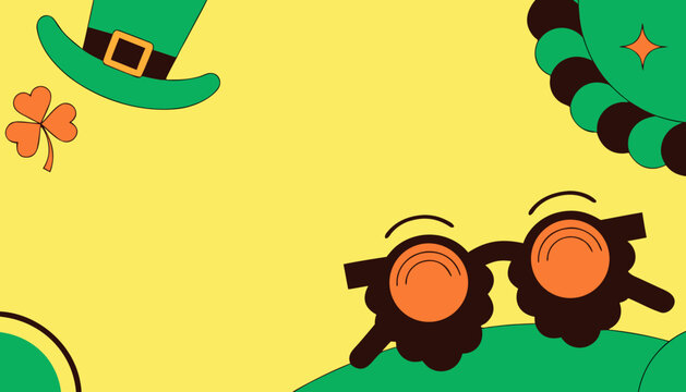St. Patrick's Day, green hat, shamrock, festive icons, vector graphics