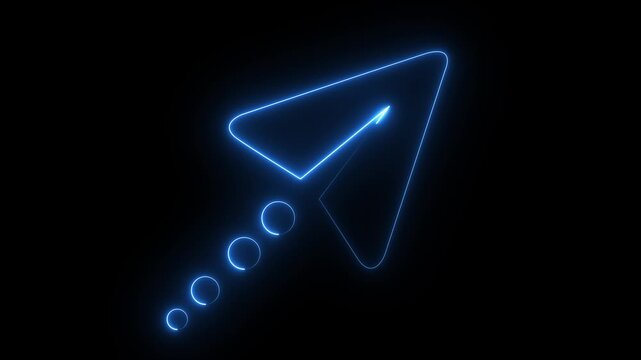 glowing neon cursor icon animation on black background . cursor icon web site and mobile app. 4k motion video animation.
