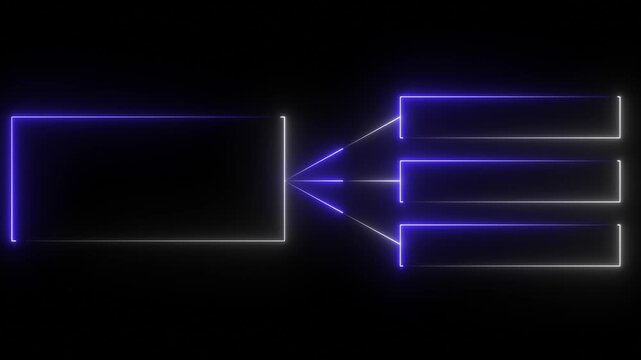 Glowing neon line Business hierarchy chart icon animation background. Neon flowchart, Corporate organizational structure graphic elements, network diagram, hi-tech illustration