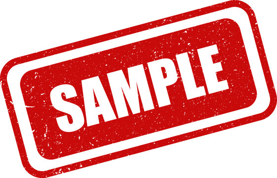 Red sample stamp on white background for mockup and design purposes