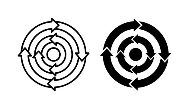 Circular Arrow Icons Set, Concentric Target Symbols, Process Flow Graphics, Continuous Loop Diagrams, Business Strategy Visuals