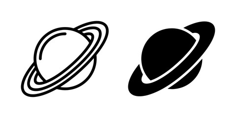 Saturn Planet Icons, Cosmic Celestial Body Symbols, Space Exploration Graphic Elements, Astronomical Universe Icons © Mahadi