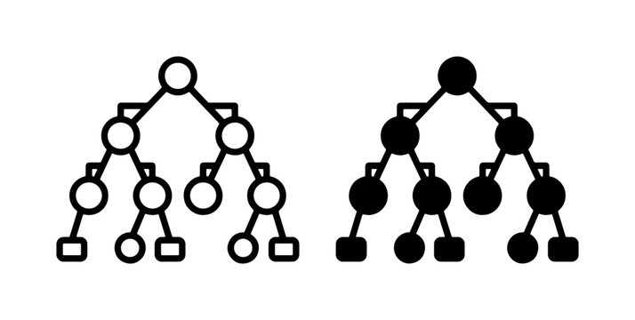 Binary Tree Data Structure Icons, Computer Science Algorithm Visualization, Abstract Network Node Diagrams