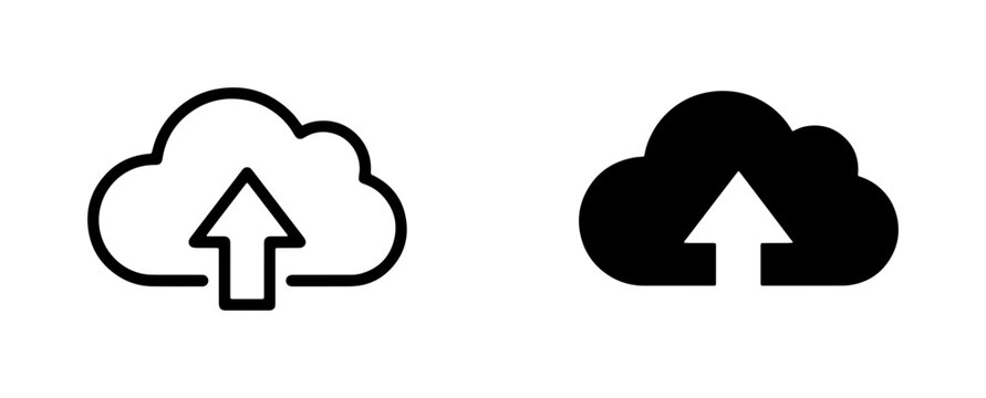 Cloud upload icons, data transfer symbols, digital storage, network upload, cloud computing, file transfer, technology icons