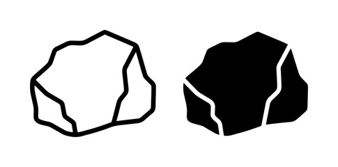 Rock Icon Set, Stone Silhouette, Geology Symbol, Natural Element, Mineral Graphic, Rough Texture, Vector Art © Abid