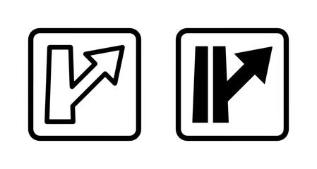 Road Sign Icons: Merging Lanes and Lane Separation, Vector Graphics for Navigation and Traffic Information © Rashedur