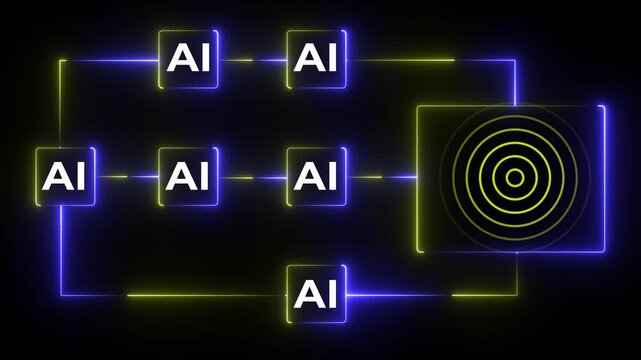 Multi function for Agentic AI technology motion background. Multi agent AI systems, Automate daily Tasks Smart AI solutions improve efficiency, Automate repetitive work.