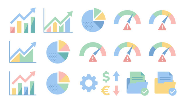 Collection of Business and Financial Data Visualization Icons.