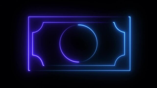Glowing neon line bank note dollar icon isolated on black background. dollar banknote icon. stacked dollar bills representing finance, banking, savings, and economic wealth concept.