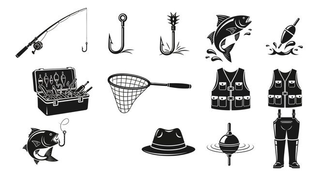 Fishing gear and tackle equipment set.