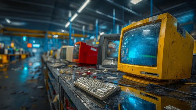 Vintage Electronics Recycling Facility for Sorting Old Technology