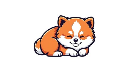 Fototapeta premium Orange tabby cat curled up sleeping peacefully.