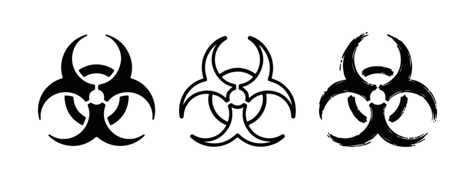 Toxic Symbol icon set. vector icon set three styles: bold, line and brush, on a white background.