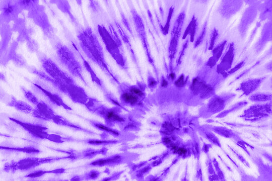Real Authentic Hand Dyed Purple Tie Dye Cotton Fabric Pattern Background Texture