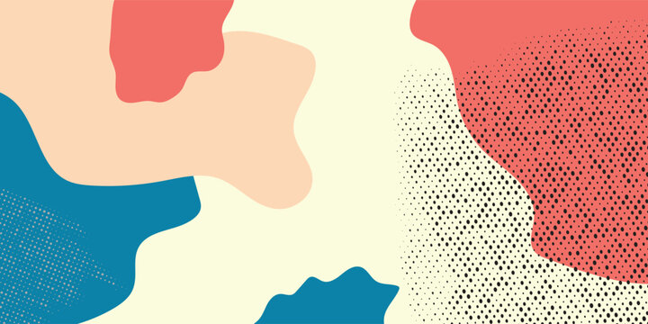 Abstract colorful shapes and dotted pattern design.
