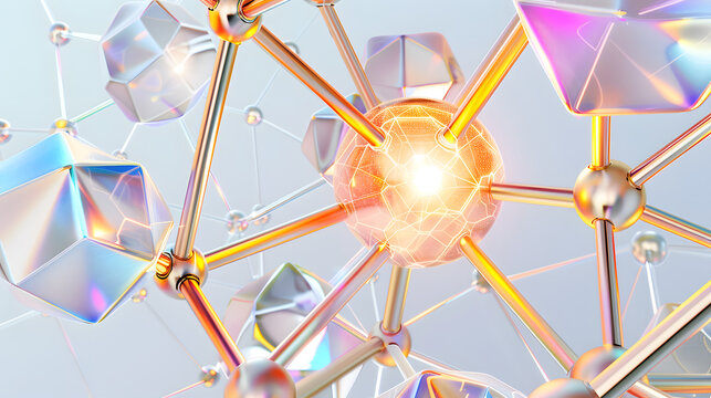 Diverse geometric nodes of bismuth and aerogel orbiting a gold axis
