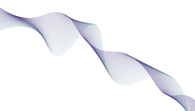 Abstract wave pattern of thin purple and cyan parallel lines creating a rhythmic motion effect on a transparent background for